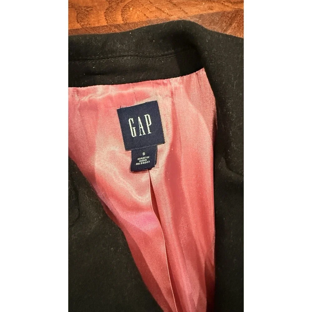 GAP‎ Y2K Black Wool Peacoat Jacket Womens Small Pink Lined Double Breasted